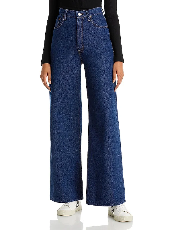 Womens Cotton Denim Wide Leg Jeans