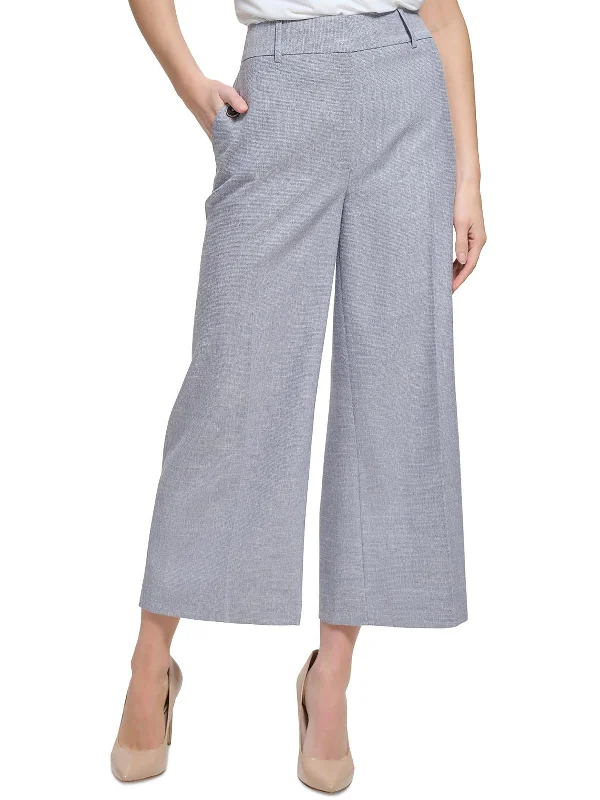 Womens High Rise Cropped Wide Leg Pants