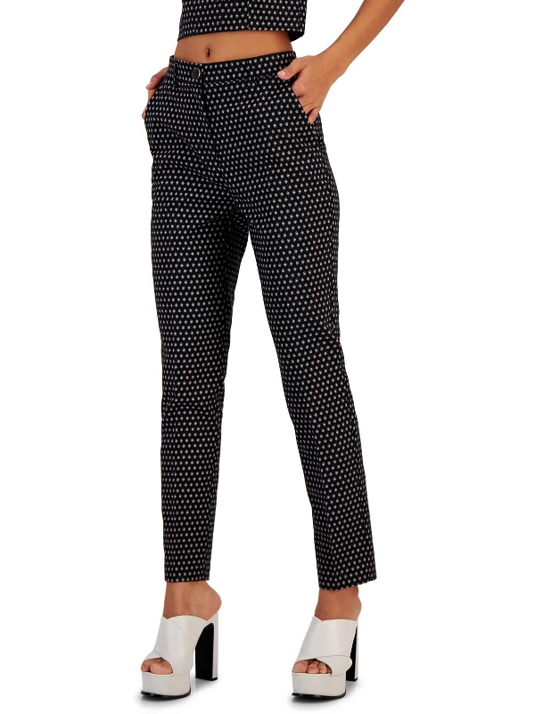 Womens High Rise Printed Ankle Pants