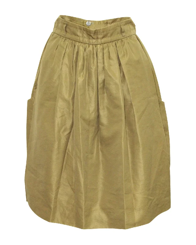 Yves Saint Laurent Overlay Wide Legged Pants in Green Cotton